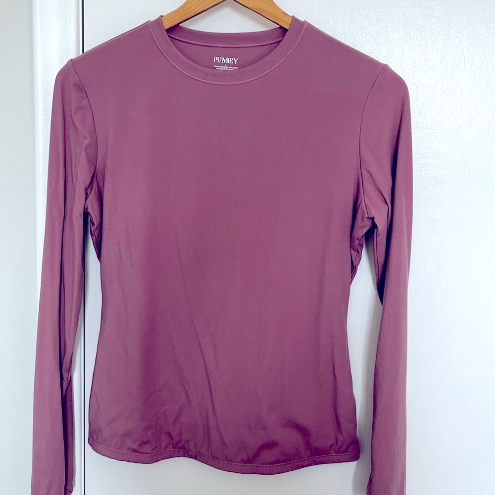 Pumiey Fitted Long sleeved Pink T- Shirt